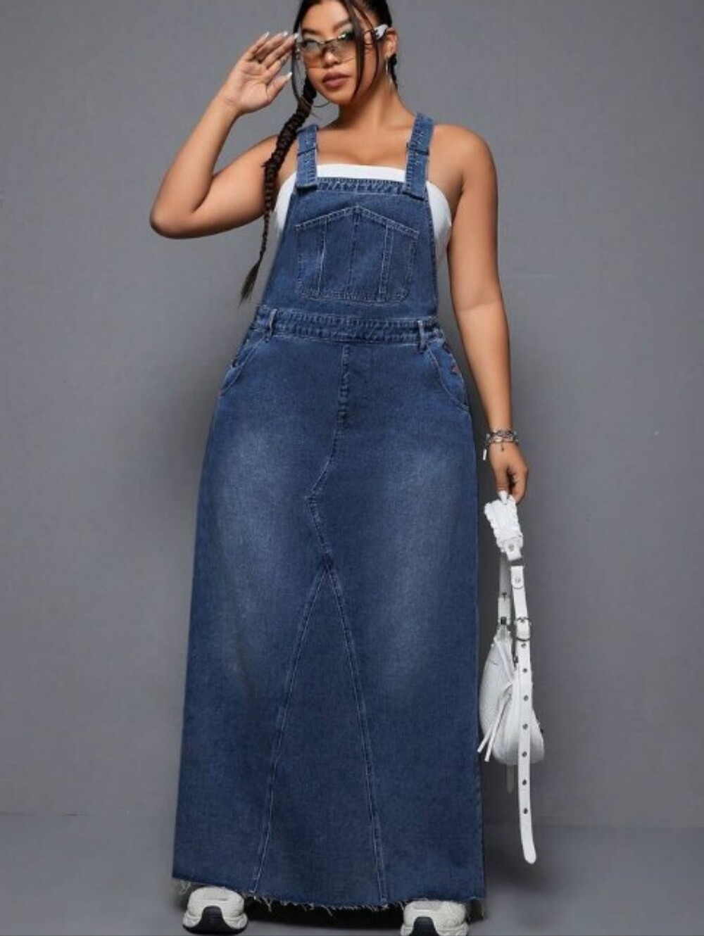 Shein Curve Icon Overall Denim Dress Sz 3X